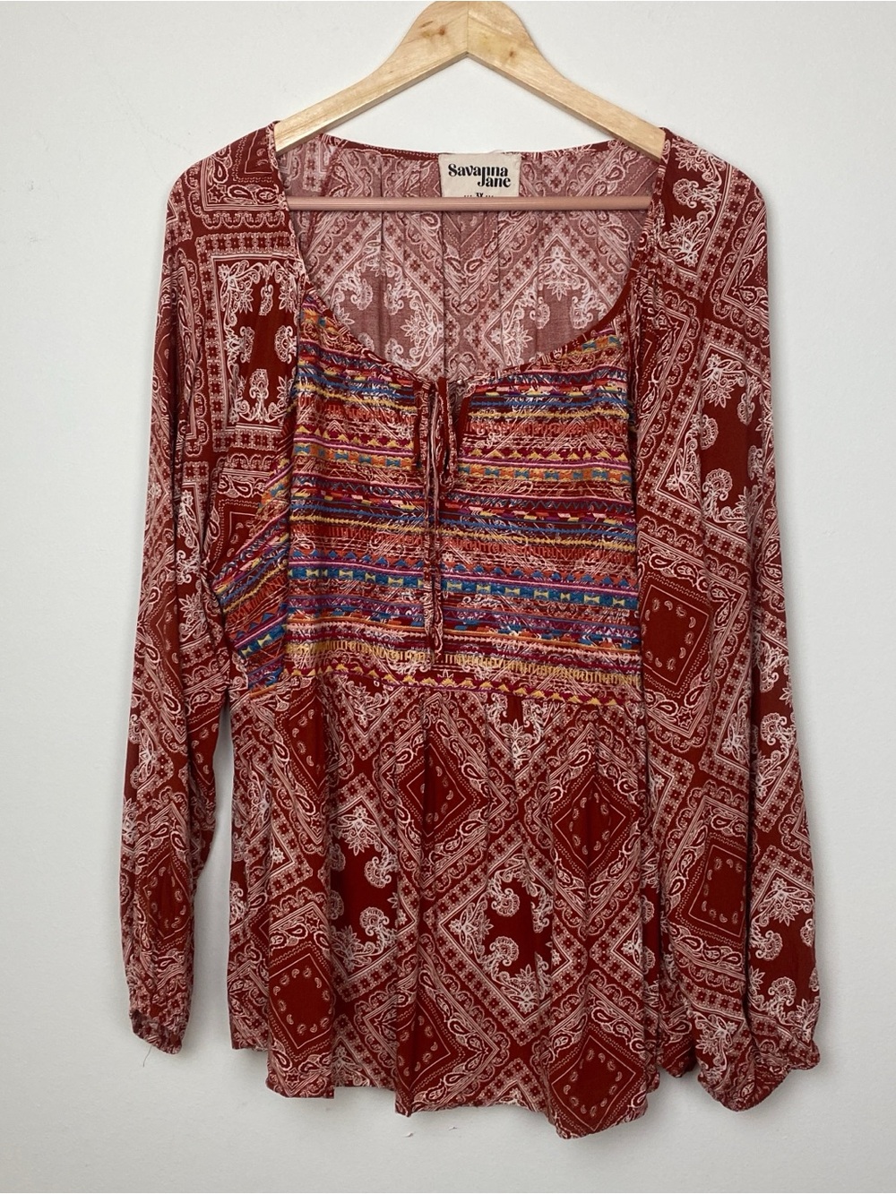 "Like New" Savanna Jane Boho Toe Front Blouse Sz 3X